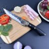 Cutit fier forjat 33cm, lama dreapta otel inox, maner lemn negru, 7-14